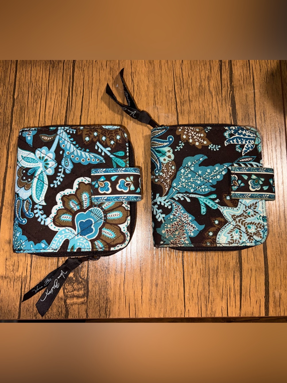 4pc LOT Retired Vera Bradley Print “Java Blue”-Tote Bag, Shoulder Bag, 2 Wallets - Picture 7 of 9